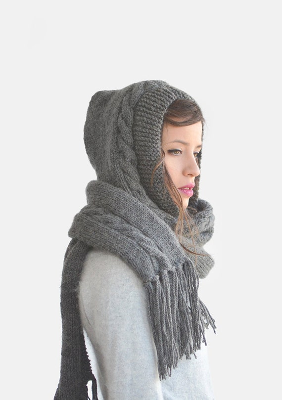 Extra Long Hood Scarf, Pixie Hooded Scarf, Chunky Fringe Scarf, Grey Unisex Scoodie, Huge Knit Hood,winter Knitted Hood - Etsy Extra Long Hood Scarf, Pixie Hooded Scarf, Chunky Fringe Scarf, Grey Unisex Scoodie, Huge Knit Hood,winter Knitted Hood - Etsy