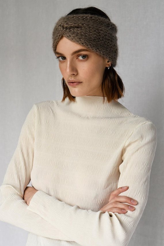 Hand Knit Mohair Turban Headband: Soft Winter Ear Warmer - Etsy