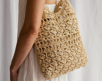 Rafia Bolsas Tejidas De Hilo Crochet Paso Bolsas De Rafia Tejidas