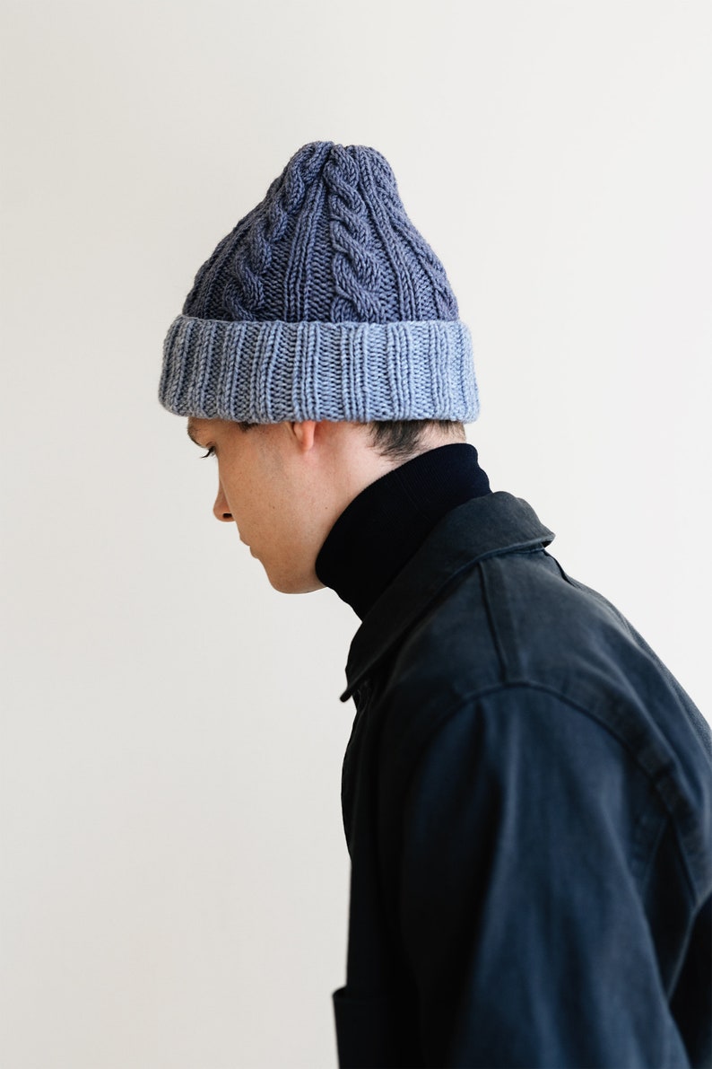 Benutzerdefinierte Herren Beanie, Color Block Beanie, Herren Strickmütze, anpassbare Mütze, Geschenk für ihn, zweifarbige Beanie, Herren Wintermütze Bild 3