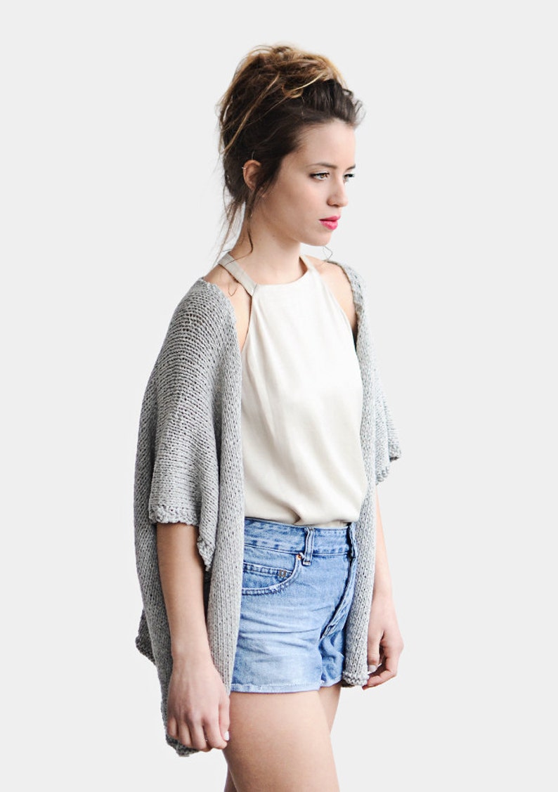 Knit Kimono Cardigan Short Sleeve Cardigan Grey Kimono Etsy