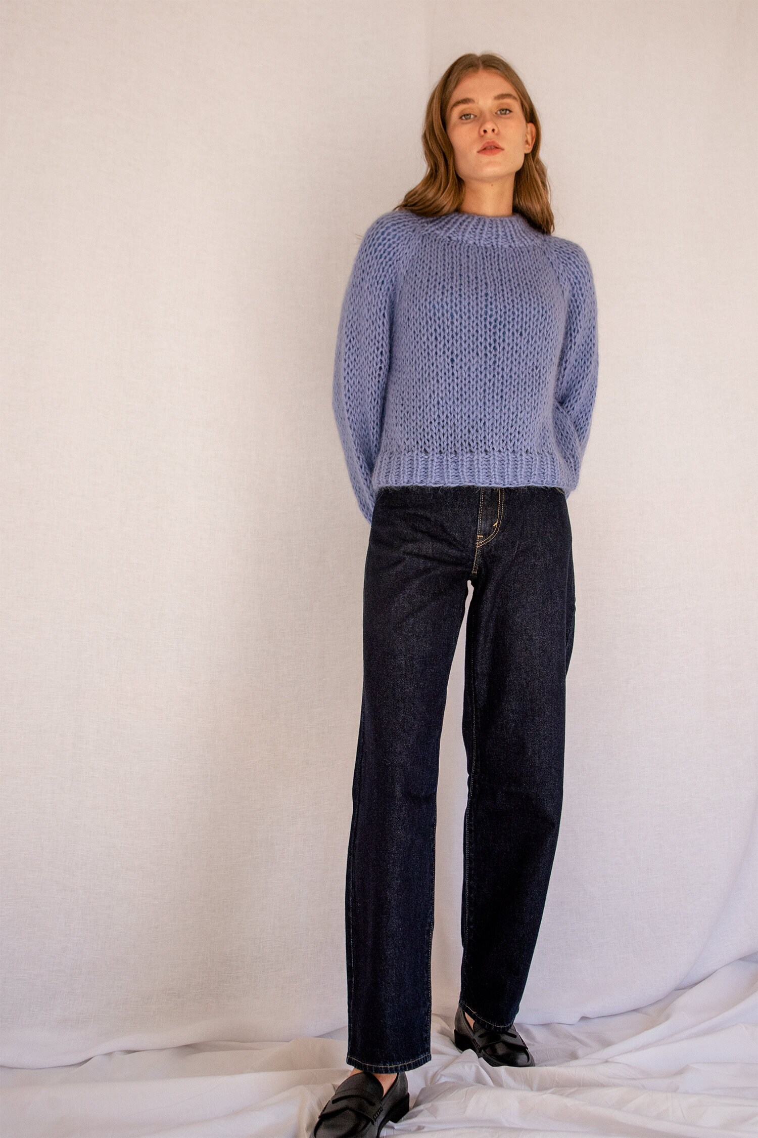 Relaxed Mohair Sweater in Lava, Hand Knit Pullover, Chunky Relaxed Mohair Sweater in Lava, Hand Knit Pullover, Chunky
