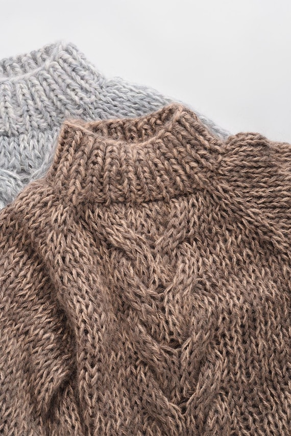 Chunky Braid Sweater — Hand Knit Mohair Cropped Pullover