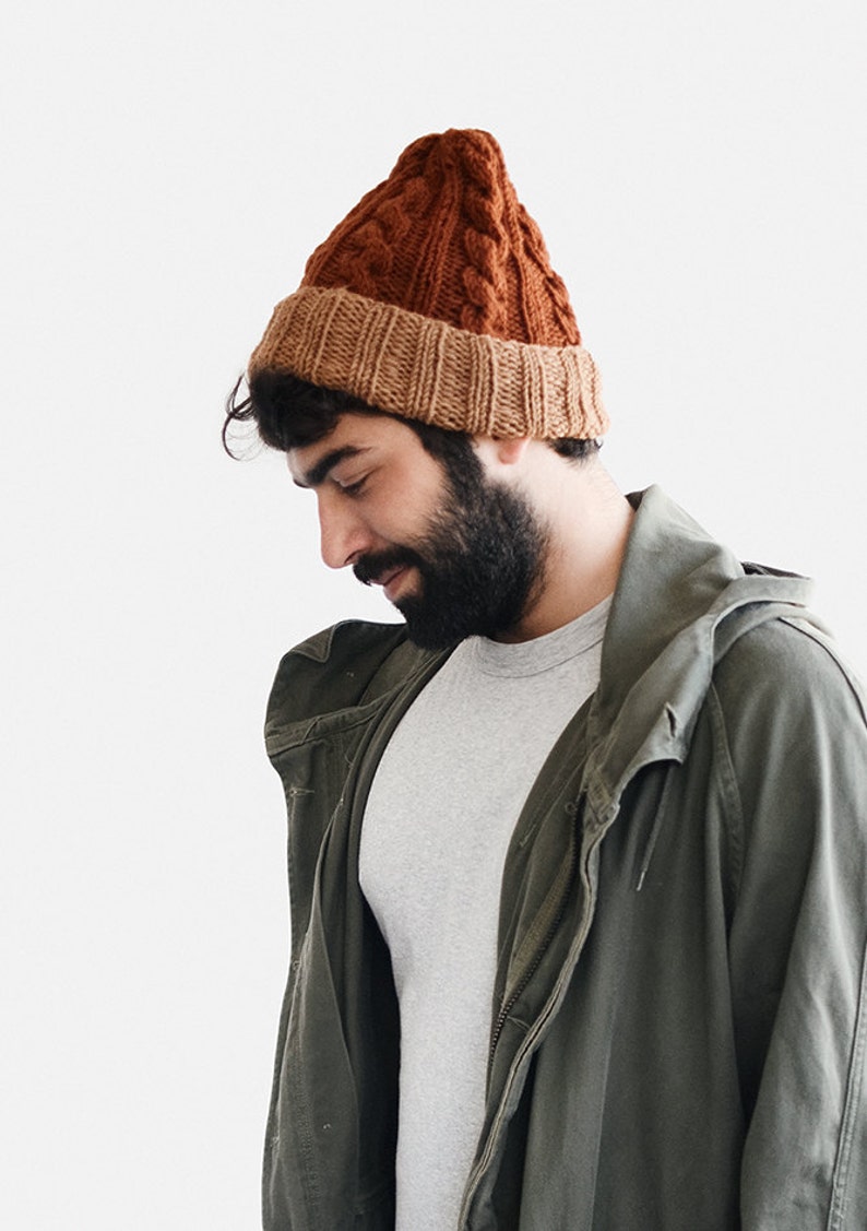 Benutzerdefinierte Herren Beanie, Color Block Beanie, Herren Strickmütze, anpassbare Mütze, Geschenk für ihn, zweifarbige Beanie, Herren Wintermütze Bild 8