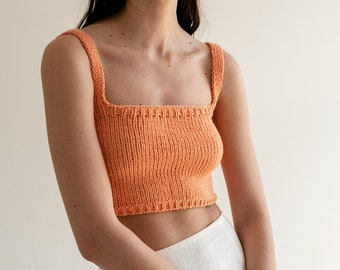 Square Neck Crop Top, Minimal Knit Top, Knit Bralette Top, Cropped