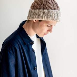 Benutzerdefinierte Herren Beanie, Color Block Beanie, Herren Strickmütze, anpassbare Mütze, Geschenk für ihn, zweifarbige Beanie, Herren Wintermütze Bild 6