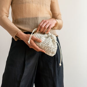 Raffia Pouch Bag, Crochet Raffia Handbag, Short Strap Crossbody, Summer Wrist Bag, Minimal Straw Bag, Mini Bag The Aster Raffia Pouch image 5