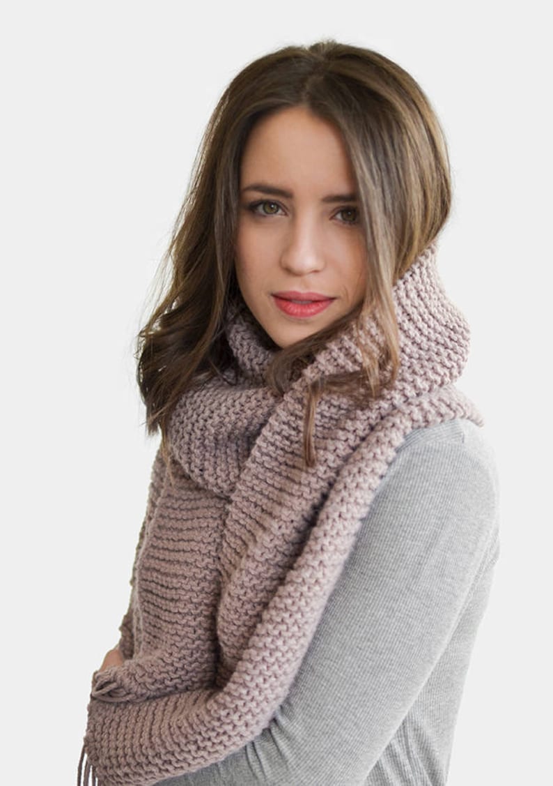 Chunky Knit Scarf Women Fringed Scarf Oversized Scarf Long Etsy