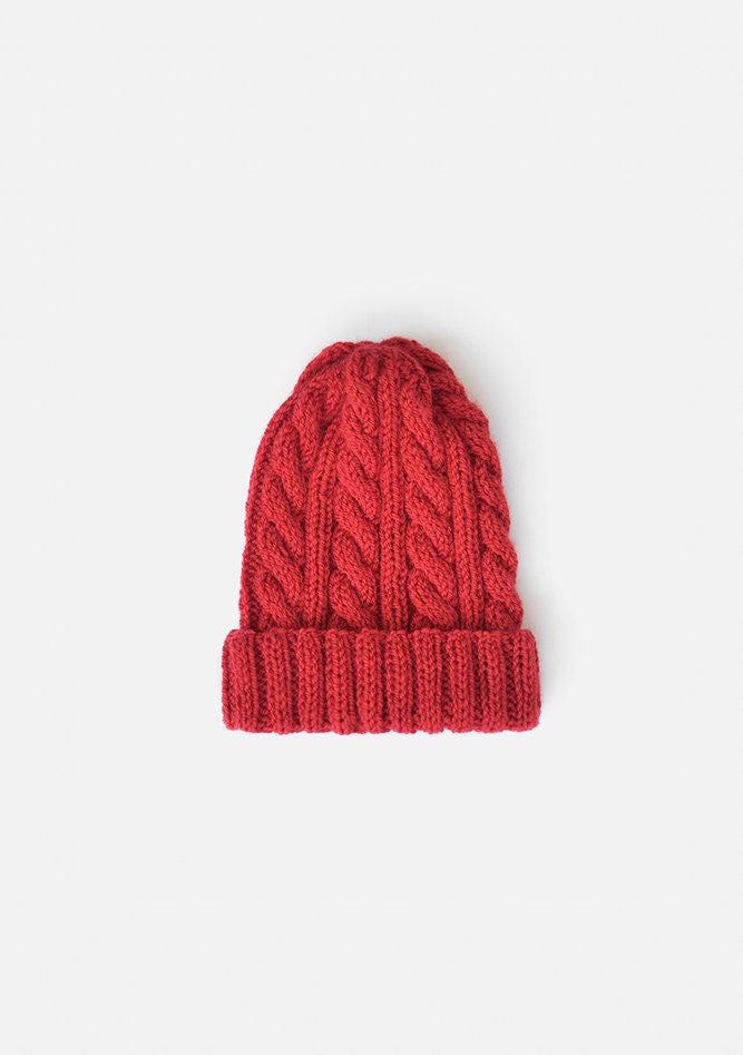 Mens Beanie Hat in Bright Red Slouchy 