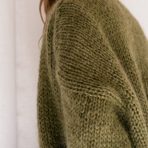 Long Sleeve Mohair Cardigan - Moss Green main image 1