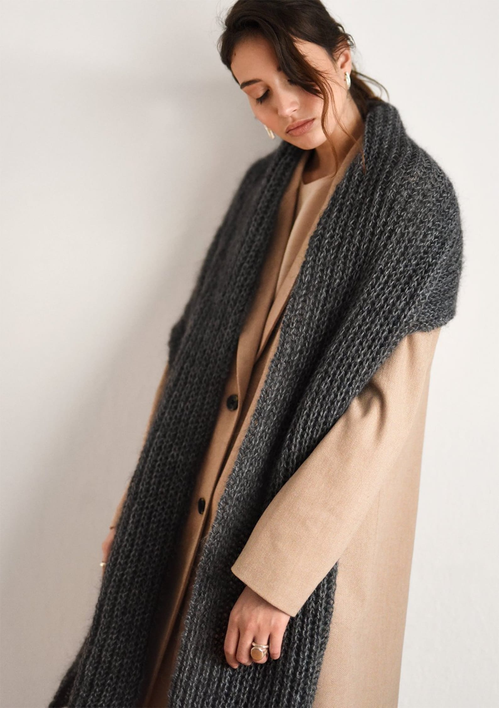 Mohair Wrap Scarf, Hand Knit in Kid Mohair, Extra Long and Warm, Super ...