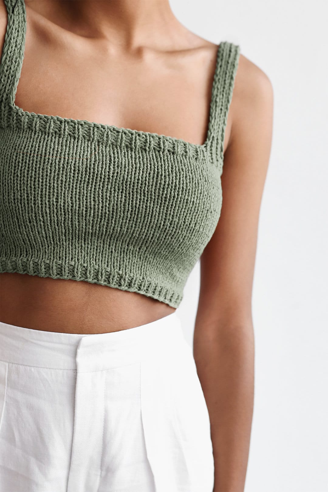 Square Neck Crop Top Minimal Knit Top Hand Knit Bralette - Etsy Canada