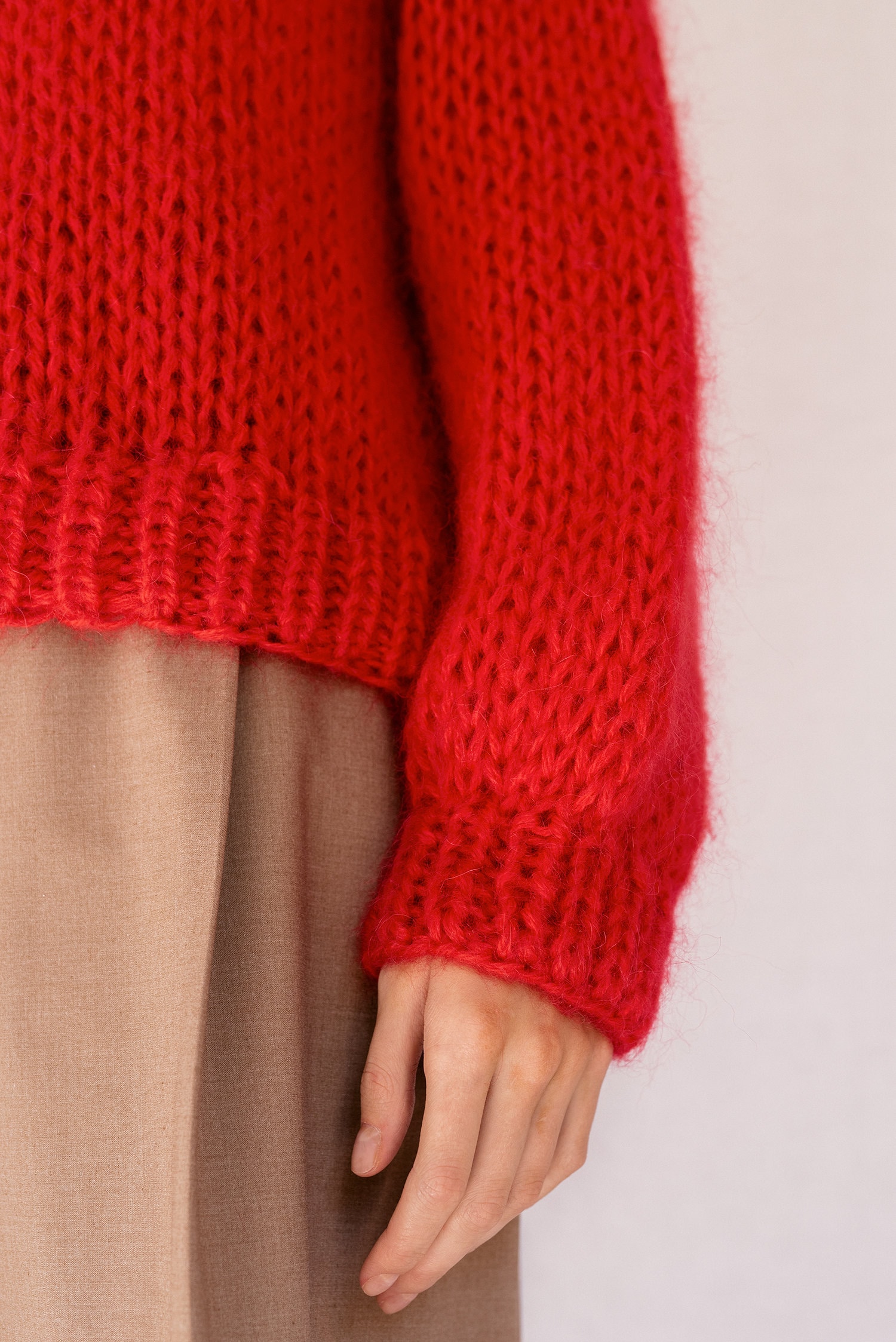 Relaxed Mohair Sweater in Lava, Hand Knit Pullover, Chunky Relaxed Mohair Sweater in Lava, Hand Knit Pullover, Chunky