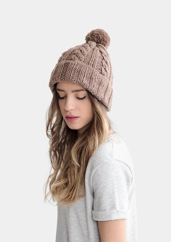 Sótano Gárgaras Estándar Gorro tejido a mano en gris lavanda gorro de invierno para - Etsy México