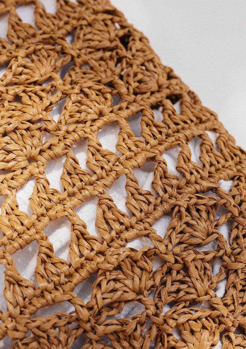 Handcrafted Tote Straw Mesh Bag Crochet Handbag \u2014 Anemone Tote Summer Tote Bag Crochet Raffia Tote Bag in Tan