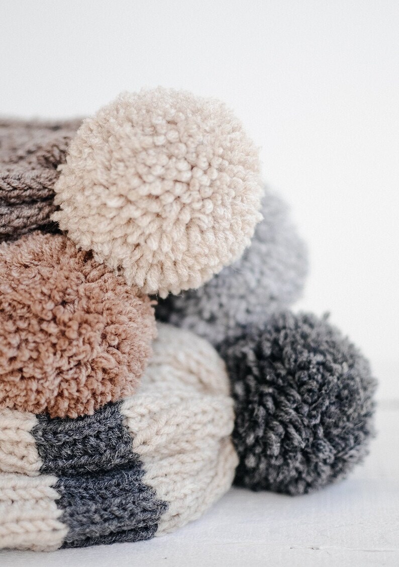 Custom Knit Hat Hand Knit Beanie Color Block Hat Grey Etsy
