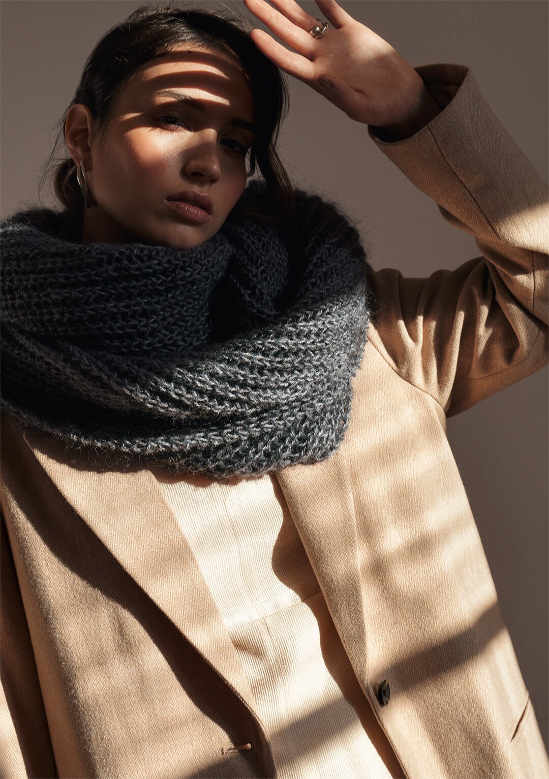 Mohair Wrap Scarf, Hand Knit in Kid Mohair, Extra Long and Warm