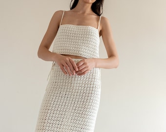 Long Crochet Skirt, Minimal Crochet, Lace Summer Skirt Long Crochet Skirt, Minimal Crochet, Lace Summer Skirt
