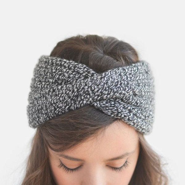 Hand Knit Tweed Headband: Extra Chunky Wool Earwarmer