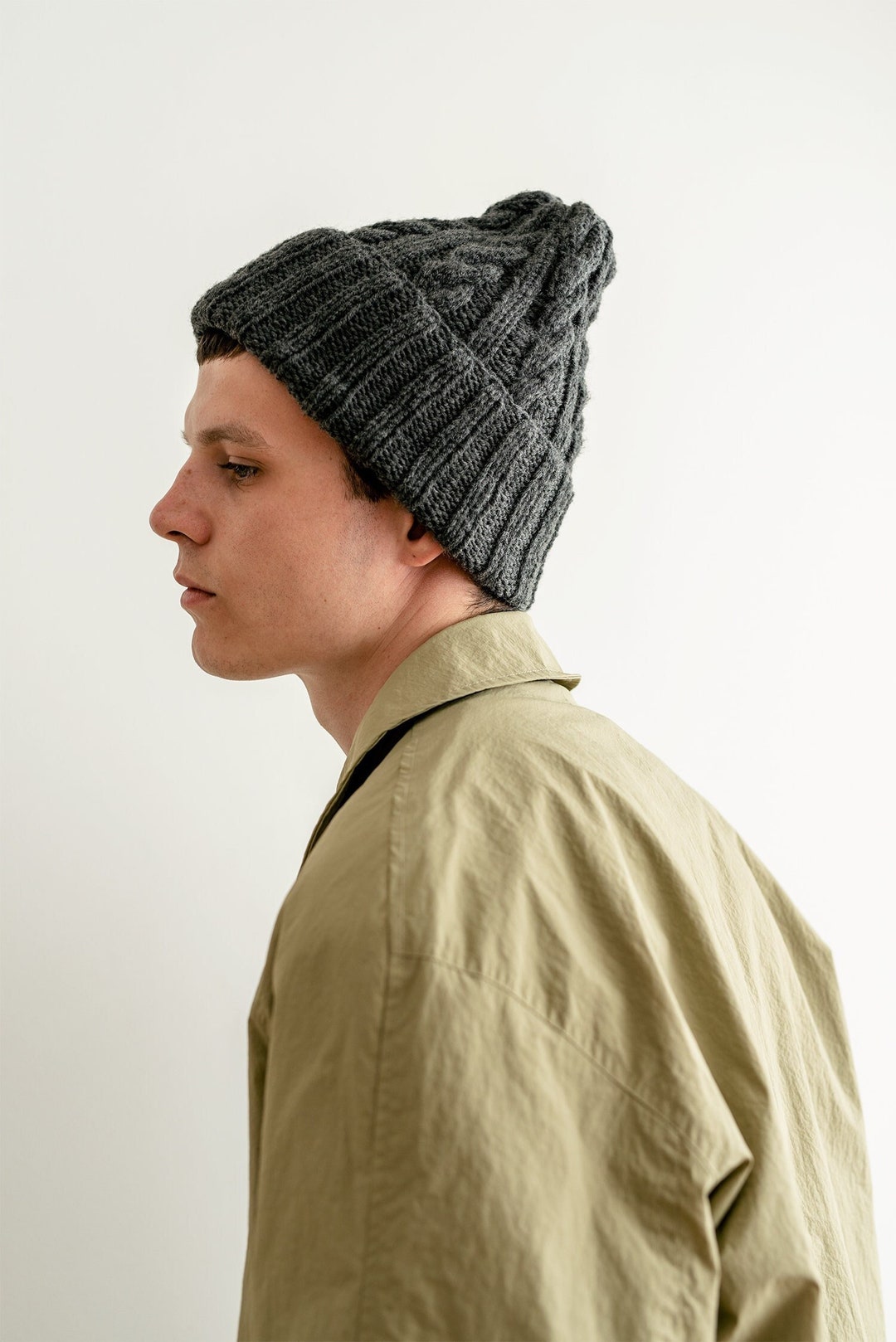 Custom Mens Beanie, Customizable Mens Knit Hat, Gift for Him, Slouchy