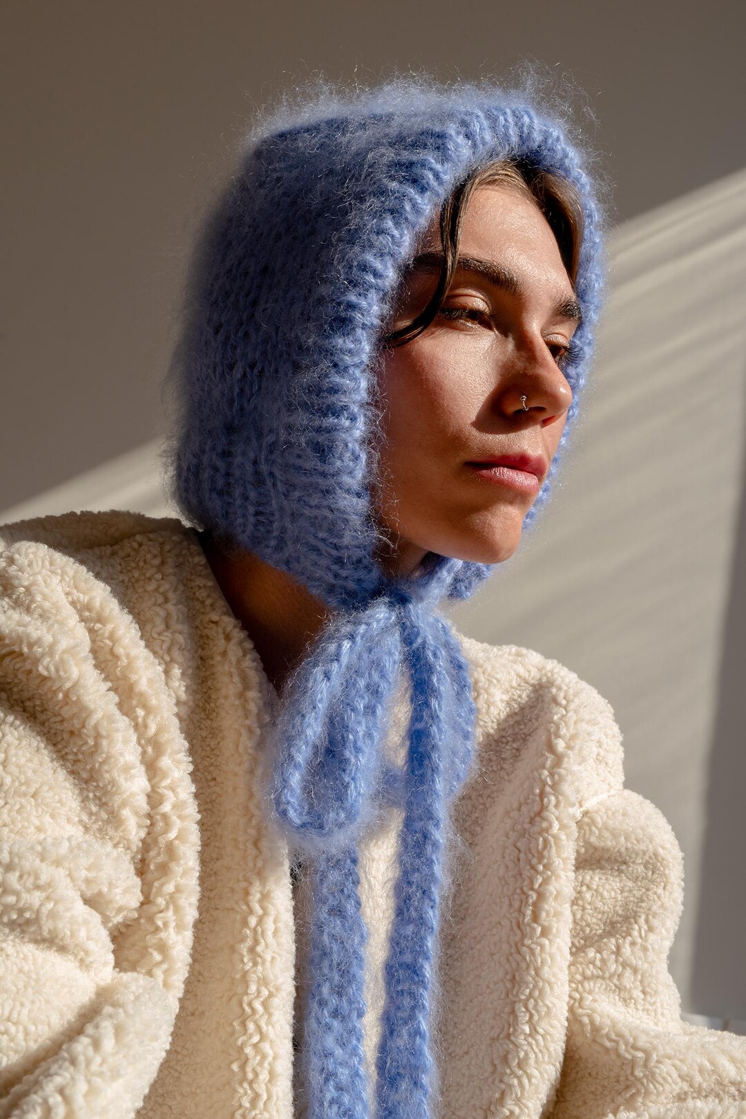 ●ANOETIC● MEOW KNIT BEANIE_NAVY Blukids Knit Y2k Hat Cat Beanie with Devil Horn and Long