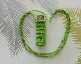 Crochet Cotton Chapstick Lip balm Necklace Holder, Various colours available, Reusable Lip Balm Holder, Women/Girls Summer Accessories