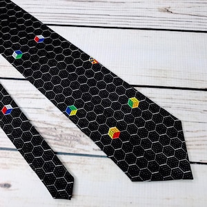 Rubiks Cube necktie, Rubiks cube gift, Rubiks cube tie, rubiks cube accessory, tournament necktie