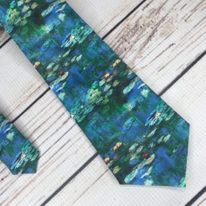 Water lilies necktie, Monet tie, Art tie, painting tie, art teacher gift, Claude Monet water lily tie