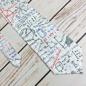 Geometry tie, math tie, equation tie, math teacher tie, math gift, mathematics tie