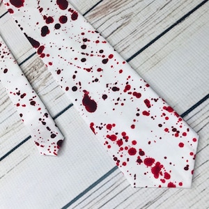 Bloody tie, zombie tie, blood spatter necktie, Mens tie womans tie