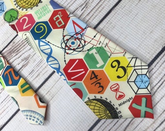 Math tie, science tie, mathematical symbols necktie, physics tie, geometry tie, math teacher gift, scientist gift, STEM necktie