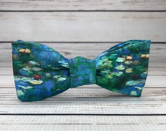 Water lilies bowtie, water lily bow tie, Claude Monet, Art bowtie, painting bowtie, art teacher gift