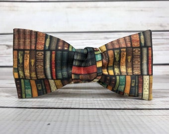 Book bowtie, library bow tie, book lover gift, library gift