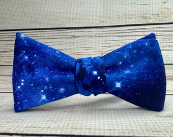 Galaxy bowtie, deep space gift, Astronomy accessory, Milky Way, navy, royal blue