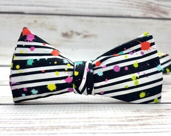 Paint splatter bowtie, Painter gift, paint bowtie, art teacher bowtie, artist bowtie, Modern art bowtie, colorful paint, art gift