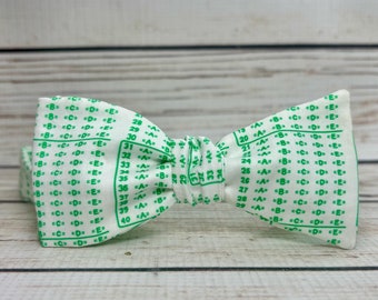 Scantron Bowtie, Teacher gift, back to school accessory, green white scantron sheets