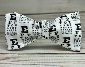 Pajarita de optometrista, pajarita de tabla optométrica, regalo de optometría, pajarita de oftalmólogo, blanco y negro