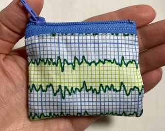 Electroencephalogram zipper pouch, EEG coin purse, neurologist gift, nurse coin purse, brain waves, EEG technician gift, medical bag