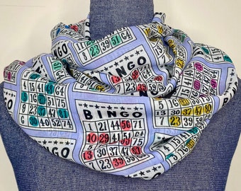 Bingo Scarf, Infinity scarf, bingo gifts, bingo caller gift, bingo game accessory, bingo queen gift, chiffon infinity scarf