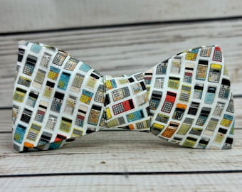 Calculator bowtie, Math bowtie, mathematics bowtie, mathmatician bowtie, teacher bowtie, gift, nerd bowtie, geek bowtie