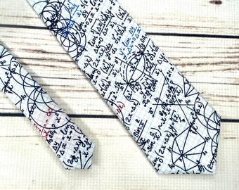 Math tie, geometry tie, equation tie, statistics gift, math teacher tie, math gift, mathematics tie, graph paper doodles