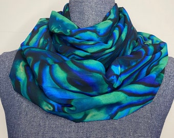 Abalone scarf, Blue abalone, Paua shell scarf, abalone shell, infinity scarf, abalone gift, chiffon scarf, abalone wedding, ocean scarf