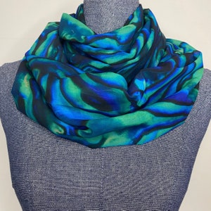 Abalone scarf, Blue abalone, Paua shell scarf, abalone shell, infinity scarf, abalone gift, chiffon scarf, abalone wedding, ocean scarf