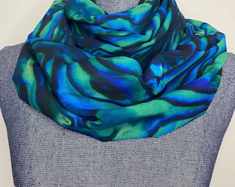Abalone scarf, Blue abalone, Paua shell scarf, abalone shell, infinity scarf, abalone gift, chiffon scarf, abalone wedding, ocean scarf
