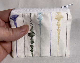 Seismograph zipper pouch, seismology card wallet, earthquake coin purse, seismic waves, richter scale, earth science, accessory, geology