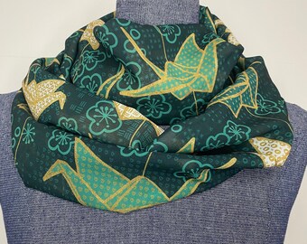 Origami Crane scarf, Origami scarf, origami gift, infinity scarf, paper crane art, origami crane string, chiffon scarf, womans origami gift