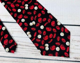 Hematology tie, red blood cells, white blood cells, phlebotomist necktie, Science tie, Doctor tie, hematology gift, medical necktie