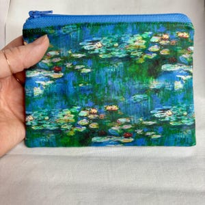 Monet zipper pouch, water lilie zipper pouch, water lilie gift, art teacher gift, Monet card wallet, water lilies painting, Monet gift, 6x4