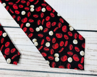 Hematology tie, red blood cells, white blood cells, phlebotomist necktie, Science tie, Doctor tie, hematology gift, medical necktie
