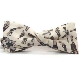 Gun bowtie, machine gun bowtie, pistol bowtie, revolver bowtie, gun gift, 2nd amendment, gun owner bowtie, mens bowtie, guns bowtie, gun image 1